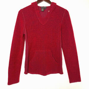 Royal Robbins Wool Blend V-Neck Pullover Hoodie Small Red‎